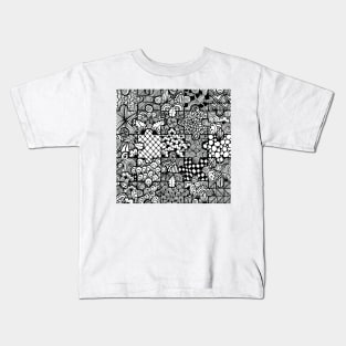 Monochrome Zentangle/Mandala Jigsaw Kids T-Shirt